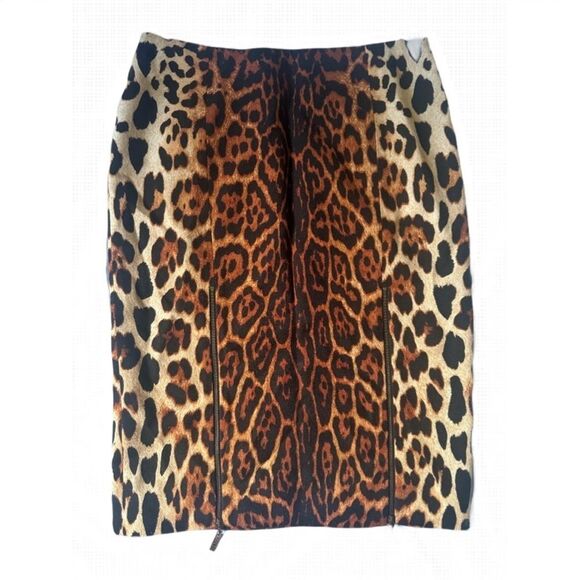 Christian Dior vintage wool/silk leopard print skirt with zipper closure size 6 - Picture 1 of 7